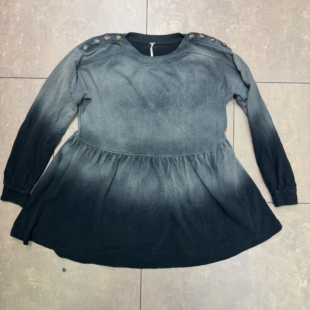 Free People Marlena Grey Black Ombré Long Sleeve Mini Dress - Picture 3 of 6